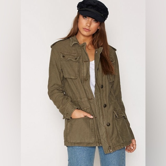 Free People Not Your Brother’s Surplus Cargo Jacket in Olive Green Size S - Picture 4 of 15
